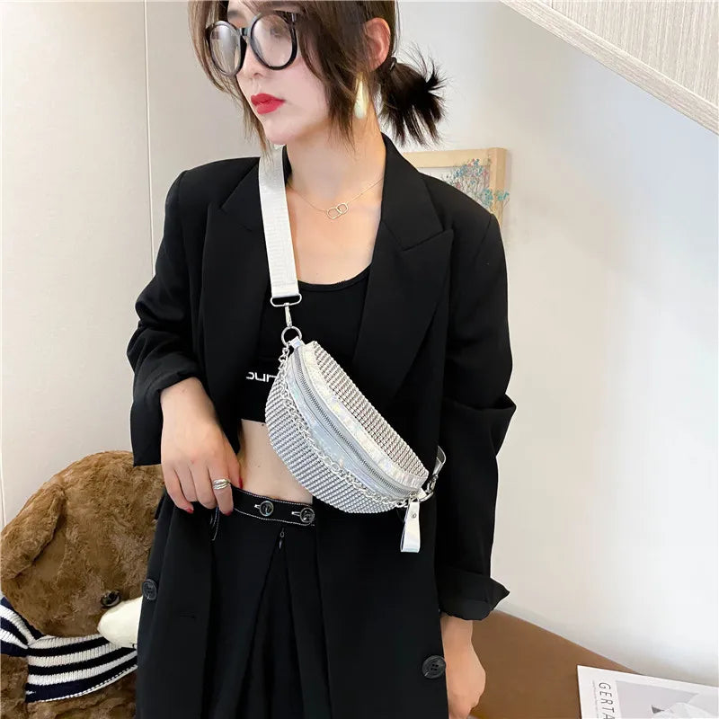Diamond Crossbody Fanny Waist Bag Zipper Chest Phone Pack
