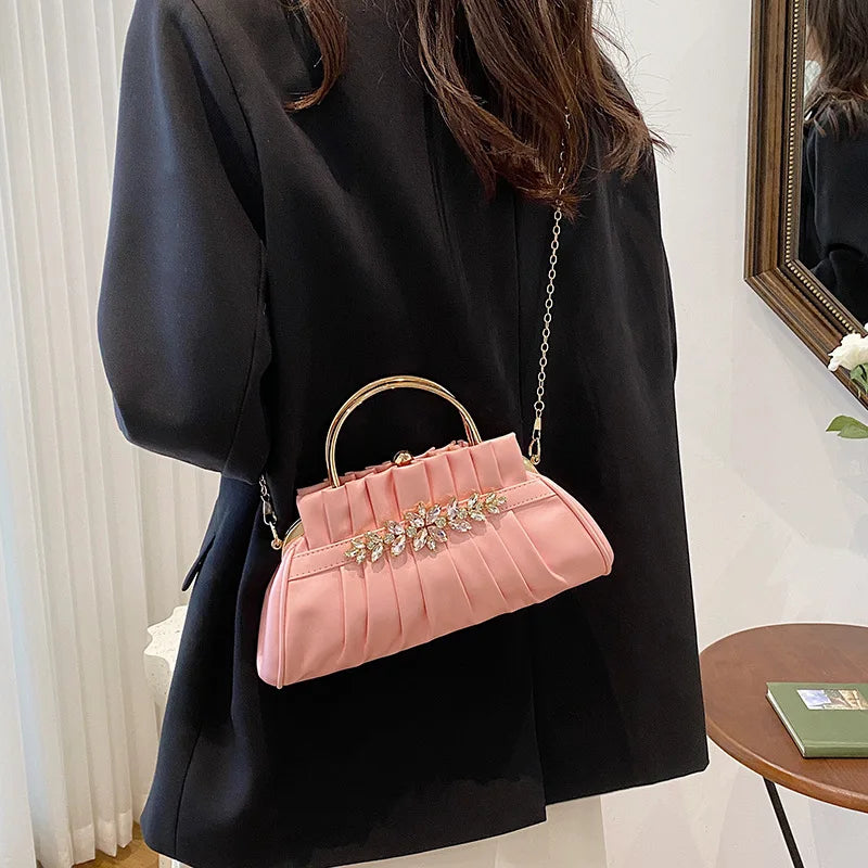 Diamond Evening Bag for Women Top Handle Shoulder Crossbody Bags