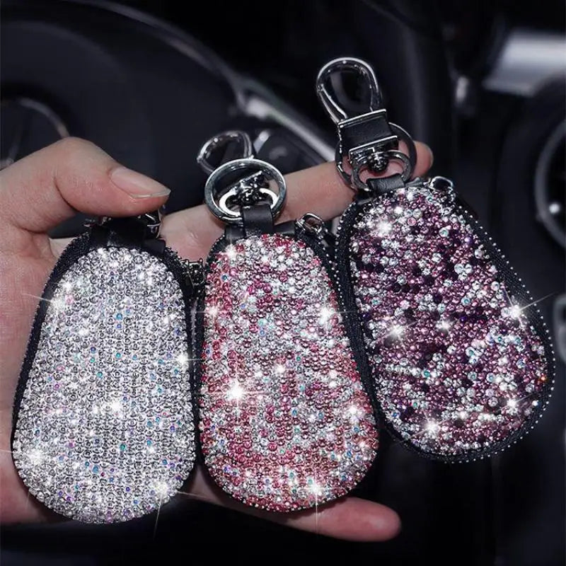 Diamond Inlaid Key Bag Car Key Leather Case Key Chain
