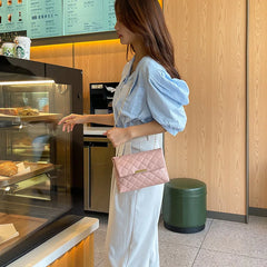 Diamond Lattice Women Shoulder Bag Embroidered Small Square Bag Crossbody Bags