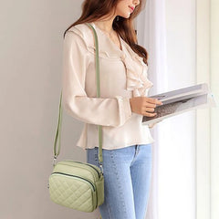 Diamond Lattice Shoulder Bag Solid PU Leather Crossbody Bag