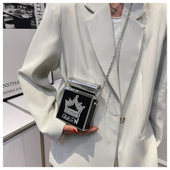 Diamond Letter Queen Box Party Clutch Chain Shoulder Bag for Women