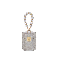 Diamond Pearls Clutch Bags Evening Box Ladies Women Mini Purses Handbags