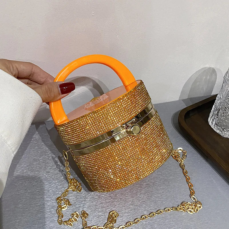Diamond Round Acrylic Box Party Clutch Women Purses Handbags