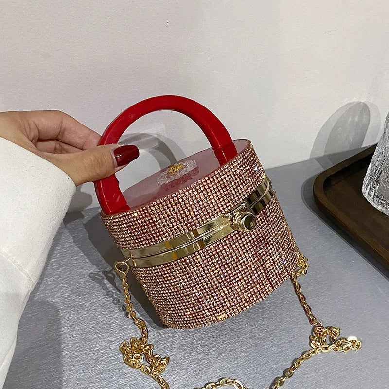 Diamond Round Acrylic Box Party Clutch Women Purses Handbags