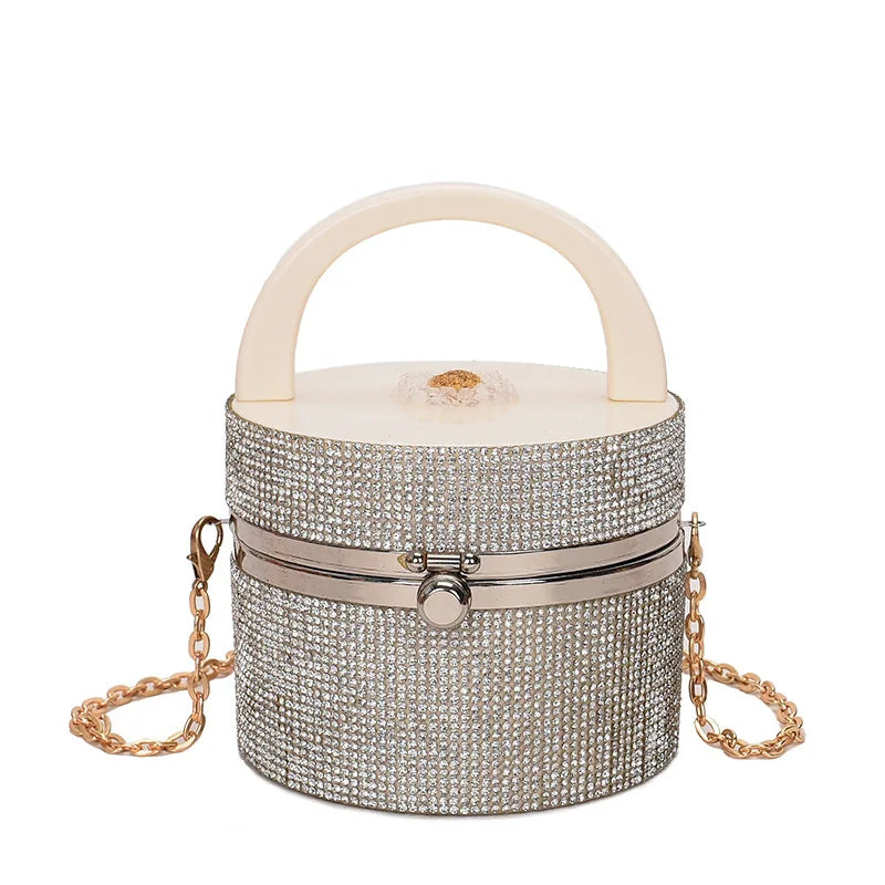 Diamond Round Acrylic Box Party Clutch Women Purses Handbags