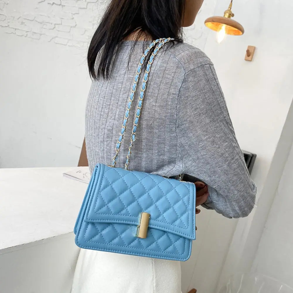 Diamond Shape Lattice Shoulder Bags PU Leather Women Crossbody Bag