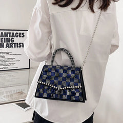 Diamond Small Tote Bag Leather Crossbody Chain Shoulder Bag