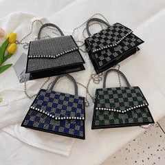 Diamond Small Tote Bag Leather Crossbody Chain Shoulder Bag