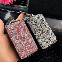 Diamond Women Car Key Bag PU Leather Keychain Car Key Case for Female