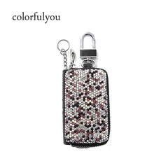 Diamond Women Car Key Bag PU Leather Keychain Car Key Case for Female