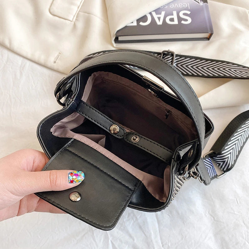 Diamond Women's Shoulder Bag Bucket Large Capacity Crossbody Bag Handbag