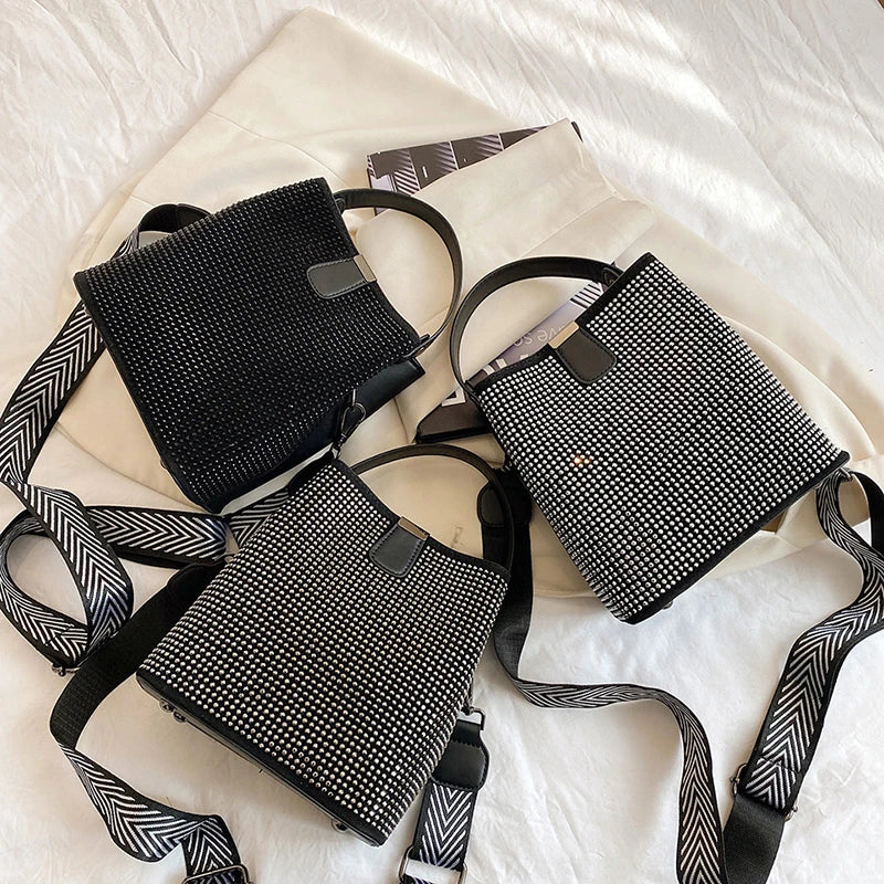 Diamond Women's Shoulder Bag Bucket Large Capacity Crossbody Bag Handbag