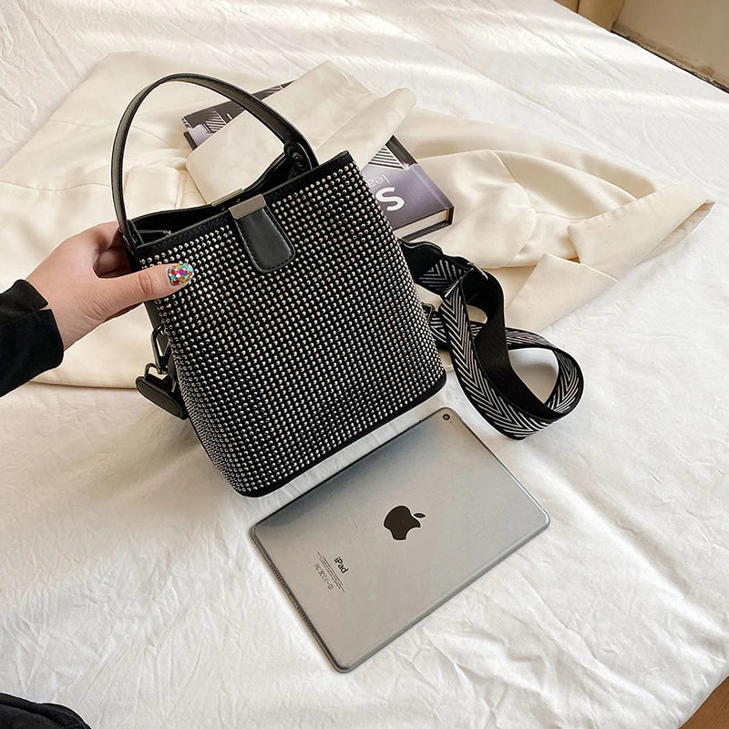 Diamond Women's Shoulder Bag Bucket Large Capacity Crossbody Bag Handbag