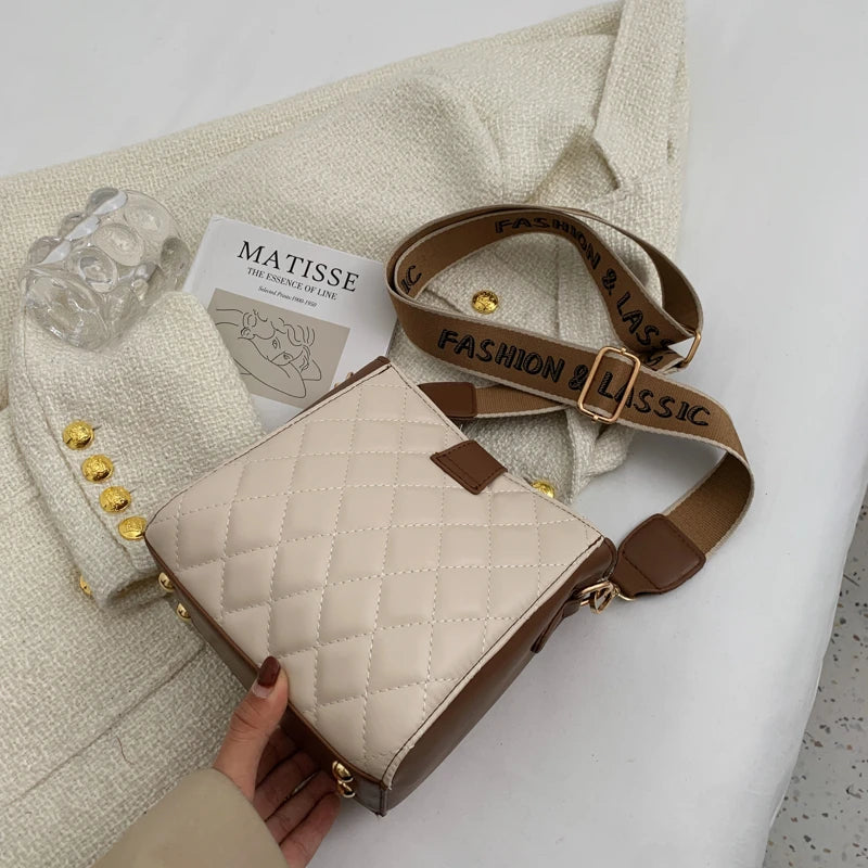 Diamond Grid Women's Shoulder Bag High-Quality PU Leather Crossbody Bag