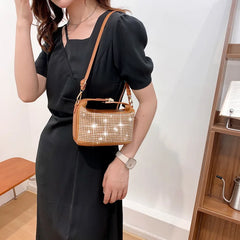 Diamonds Crossbody Bag Women Fashionable Leather Purses Handbags