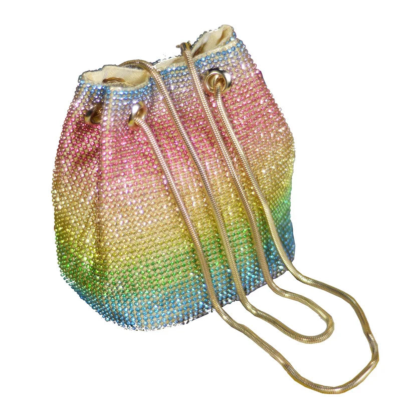 Sweet Style Rhinestone Bucket Bag Mini Handbag