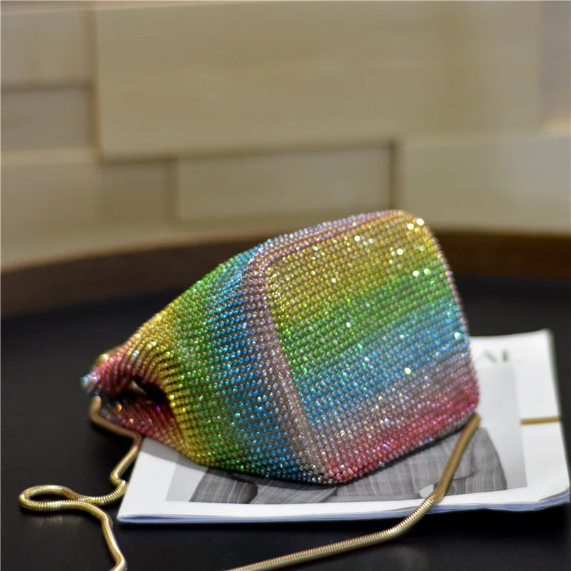 Sweet Style Rhinestone Bucket Bag Mini Handbag