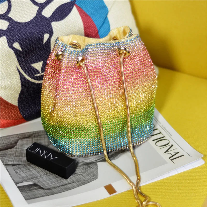 Sweet Style Rhinestone Bucket Bag Mini Handbag