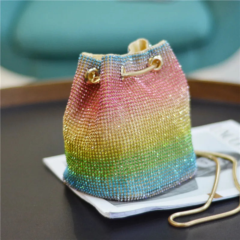 Sweet Style Rhinestone Bucket Bag Mini Handbag