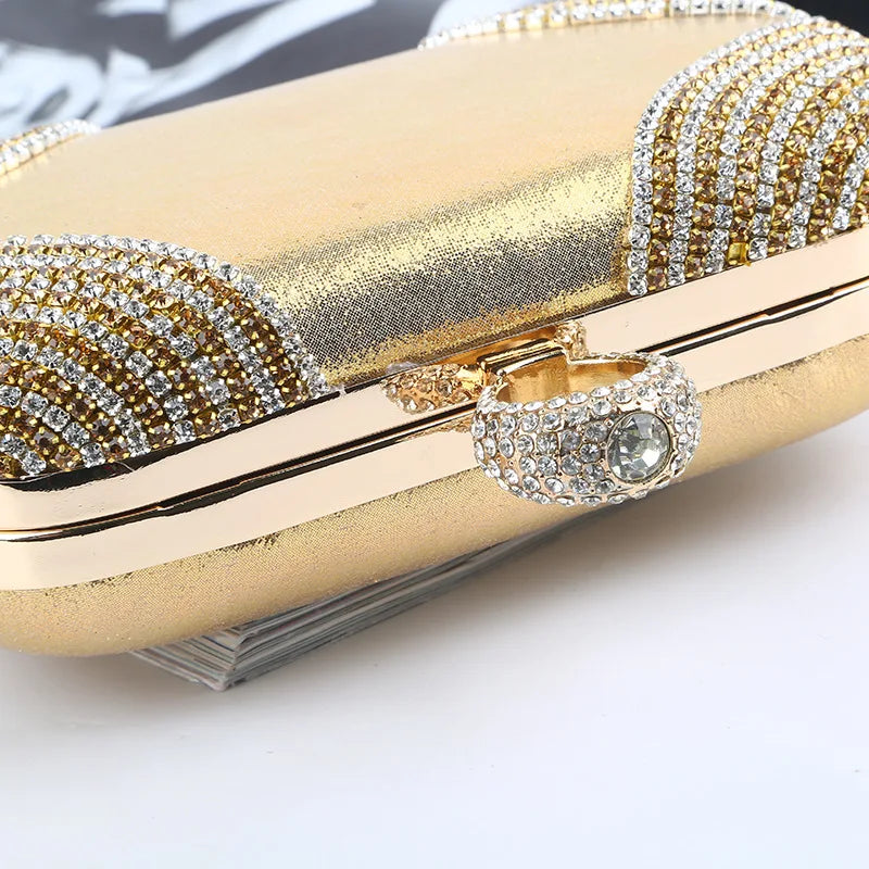 Diamonds Inlay Evening Clutch Bags Women Diamod Ring Handbags