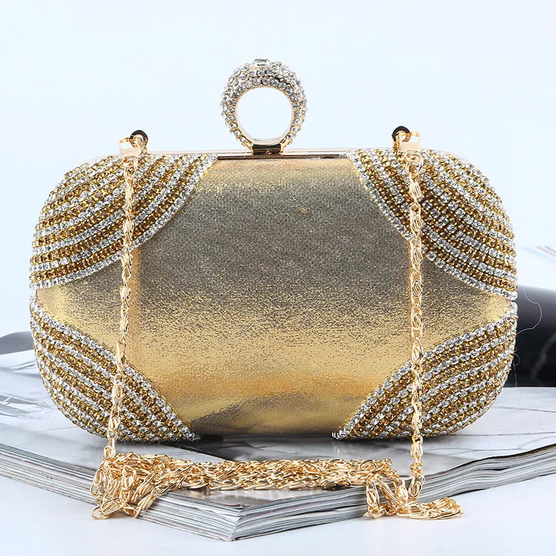 Diamonds Inlay Evening Clutch Bags Women Diamod Ring Handbags