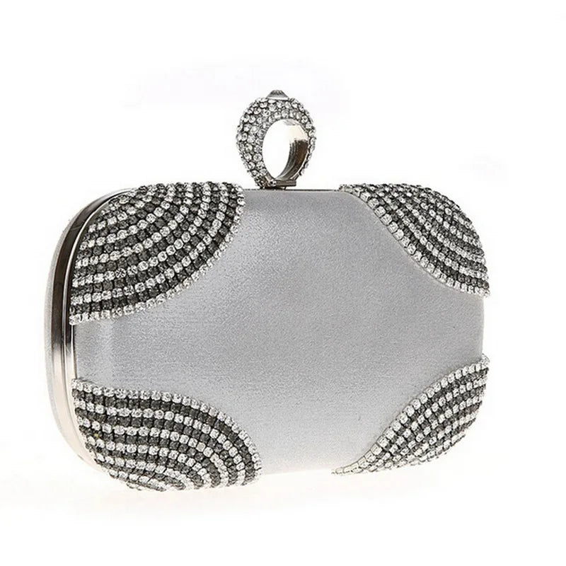 Diamonds Inlay Evening Clutch Bags Women Diamod Ring Handbags
