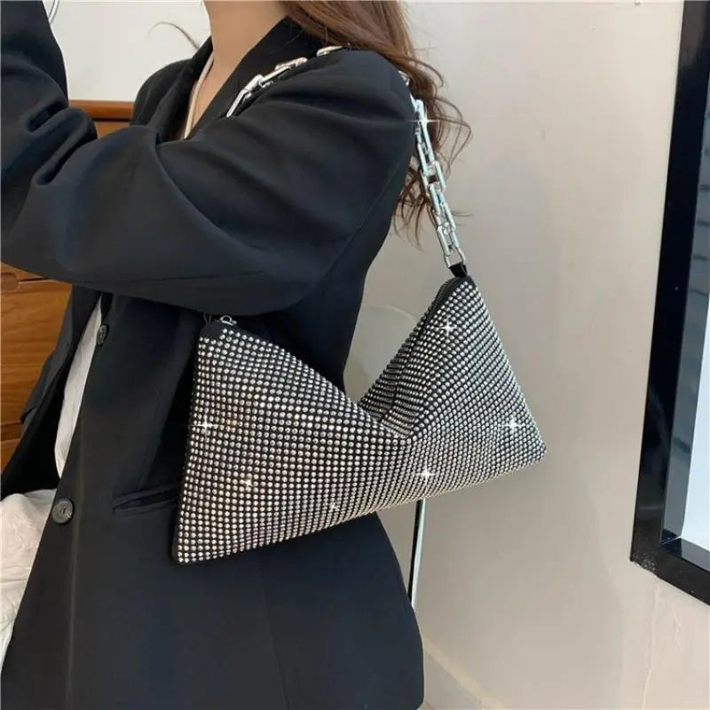 Diamonds Women Shoulder Bag Silver Evening Clutch Handbags