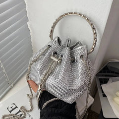 Diamonds Tassel Evening Clutch Bag Rhinestone Shoulder Bag Crystal Bucket Bags