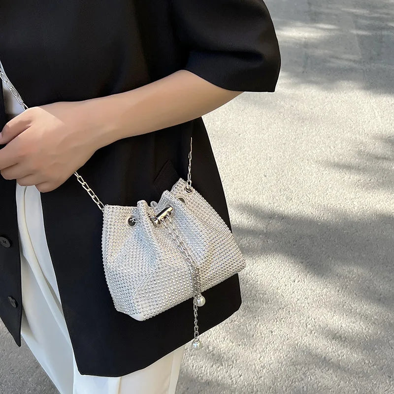 Diamonds Women Bucket Bag Chain Crossbody Messenger Satchels Bag