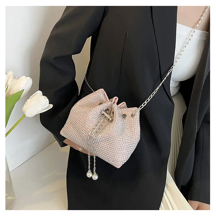 Diamonds Women Bucket Bag Chain Crossbody Messenger Satchels Bag