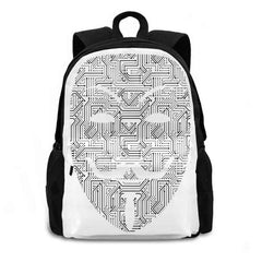 Digital Guy Fawkes Mask Chip Backpack Laptop Travel Bag