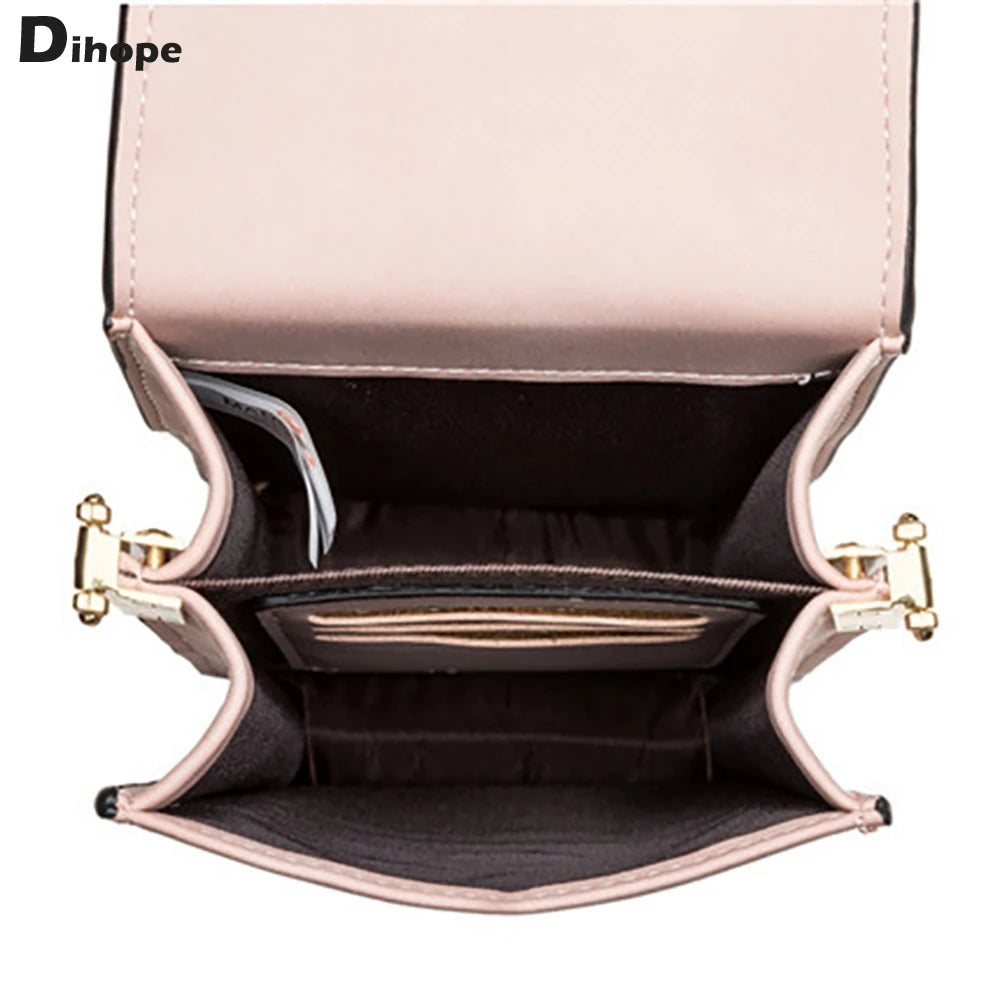 Plaid Print Messenger Bags Small Crossbody PU Leather Shoulder Bag
