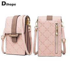 Plaid Print Messenger Bags Small Crossbody PU Leather Shoulder Bag