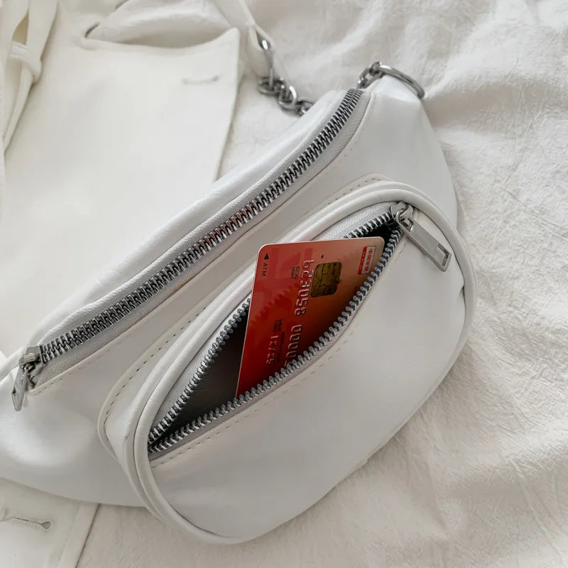 Women's Spring Waist Shoulder Bags Phone Pouch Soild Leather Be