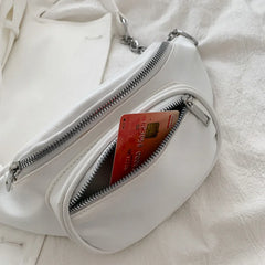 Women's Spring Waist Shoulder Bags Phone Pouch Soild Leather Be