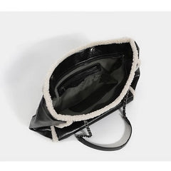 Winter Large Capacity Tote Bag Chain PU Leather Women Bags