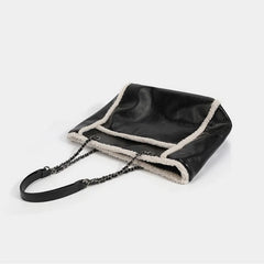 Winter Large Capacity Tote Bag Chain PU Leather Women Bags