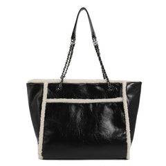 Winter Large Capacity Tote Bag Chain PU Leather Women Bags