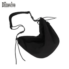 Japanese Style Nylon Women Messenger Bag Drawstring Shoulder Bag