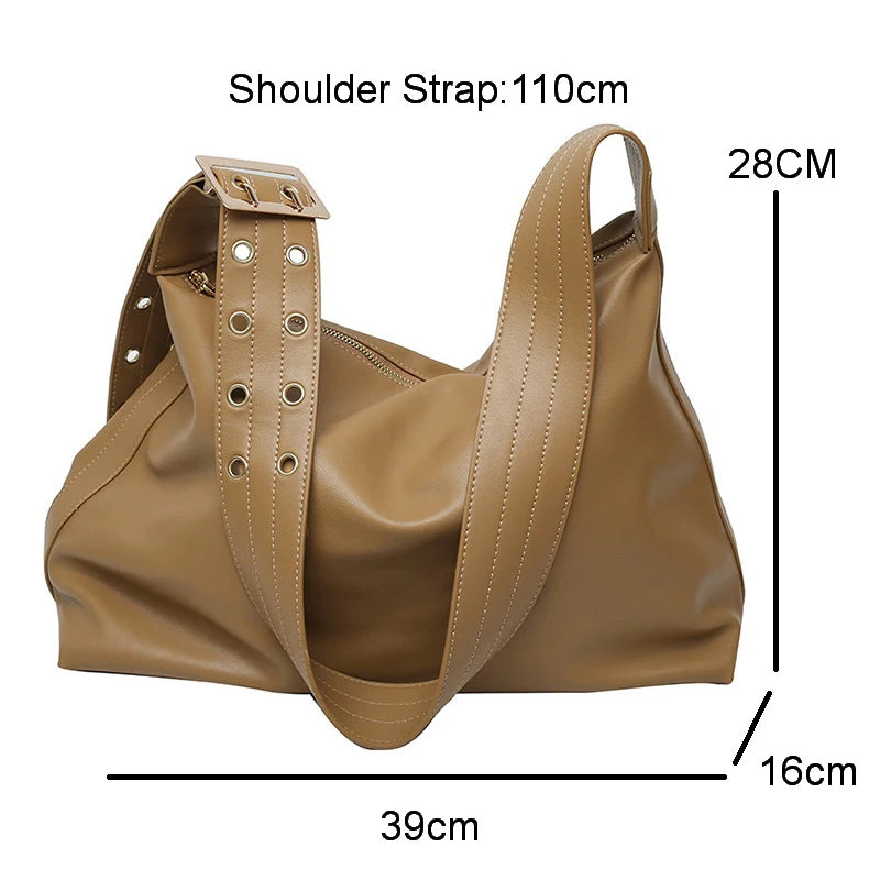 Vintage Bucket Bag Women Shoulder Bag Large Capacity PU Leather Crossbody Bag