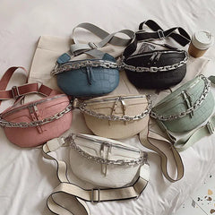Crocodile Waist Bag Thick Chain Shoulder Bag Female Belt Bag Fanny Pack