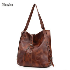 Retro Large Capacity Shoulder Bags PU Leather Motorcycle Bag