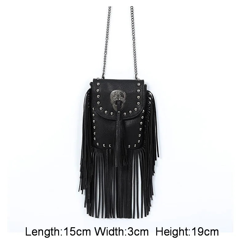 Women's Rivet Tassel Crossbody Bag Messenger Bag