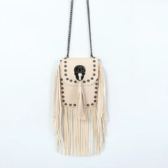 Women's Rivet Tassel Crossbody Bag Messenger Bag