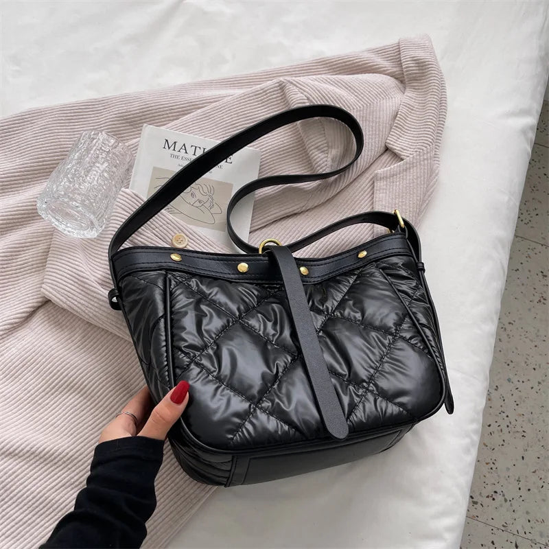 Soft PU Leather Shoulder Bag For Women Bag Diamond Lattice Messenger Bag