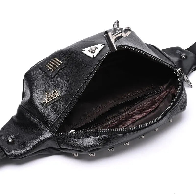 Vintage Women Waist Bags Unisex Fanny Pack Skull Rivet Waist Pack