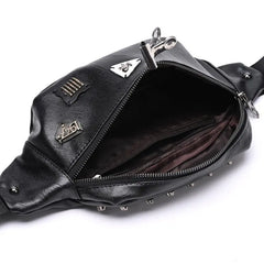 Vintage Women Waist Bags Unisex Fanny Pack Skull Rivet Waist Pack