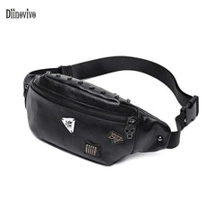 Vintage Women Waist Bags Unisex Fanny Pack Skull Rivet Waist Pack