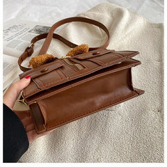 Winter Women Crossbody Bag Plush Collar Shoulder Bag Funny Suit Clothes Shape
